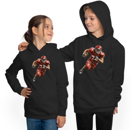 Hooded Sweatshirt Hoodie Kids - American Football Player in Oil Paint Look i506